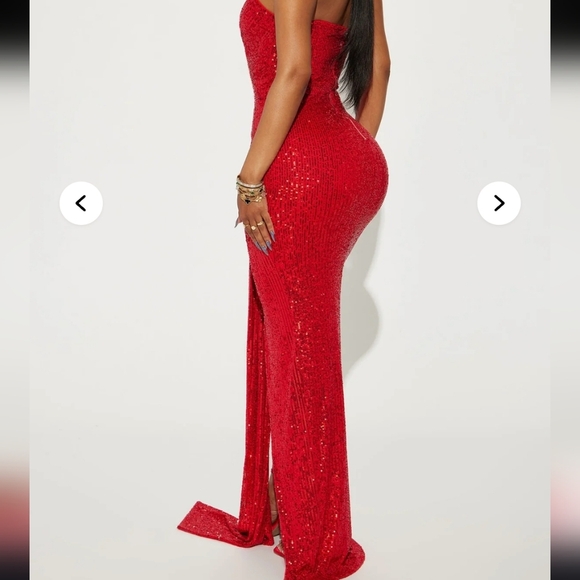 Fashion Nova Red Sequin Prom Dress - Picture 4 of 8